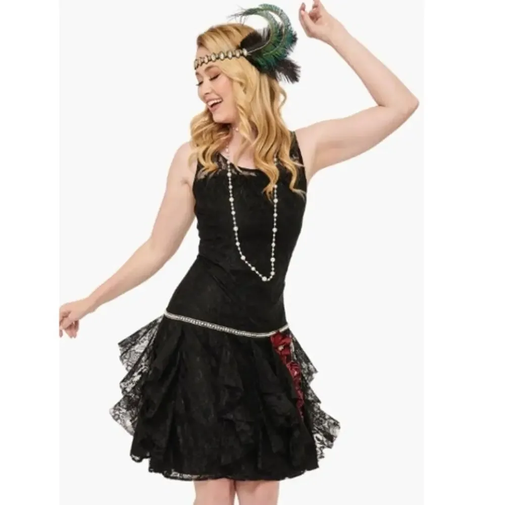 black and red flapper dress Black Red 1920s Great Gatsby Flapper Dress Roaring 20s & Accs M
